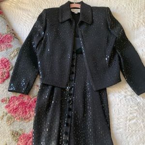 St John Evening Black Sequin Dress Combo size 2
